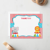 Cartes de remerciement de Carnaval Cirque (Devant/Arrière en situation)