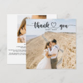 Cartes de remerciement de Carré de script de coeur (Devant / Derrière)