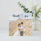 Cartes de remerciement de Carré de script de coeur (Debout devant)