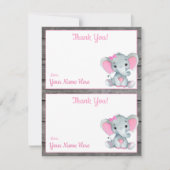 Cartes de remerciement de douche éléphant fille de (Devant)