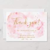 Cartes de remerciement de fiançailles rose et or (Devant)