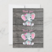 Cartes de remerciement de fille éléphant de douche (Dos)