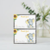 Cartes de remerciement de fille éléphant de douche (Debout devant)