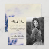 Cartes de remerciement de funérailles bleu lavande (Devant / Derrière)