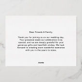 Cartes de remerciement de mariage à écriture dorée (Verso)