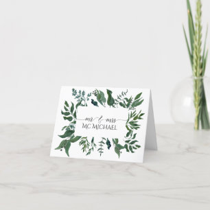 Cartes de remerciement de mariage à feuillage de f