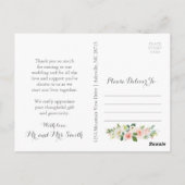 Cartes de remerciement de mariage à fleurs roses e (Dos)