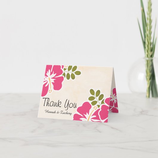 Cartes de remerciement de mariage à l'Hibiscus Fuc (Devant)