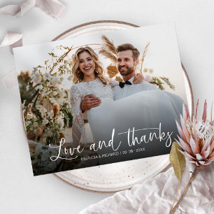 Cartes de remerciement de mariage à photo Love & T