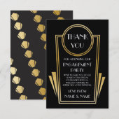 Cartes de remerciement de mariage Art Déco des ann (Devant / Derrière)