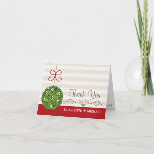Cartes de remerciement de mariage au gui pour Noël