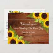 Cartes de remerciement de mariage au soleil rustiq (Devant / Derrière)