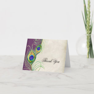 Cartes de remerciement de mariage aux plumes de pa