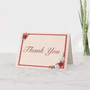 Cartes de remerciement de mariage aux roses rouges