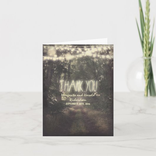 cartes de remerciement de mariage avec des lumière (Devant)