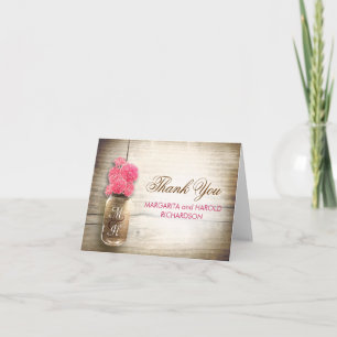 Cartes de remerciement de mariage avec fleurs rose