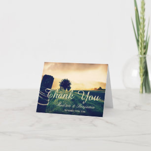 Cartes de remerciement de mariage avec poteau de c