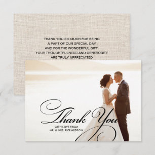 Cartes de remerciement de mariage avec texture de
