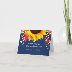 Cartes de remerciement de mariage bleu marine Tour