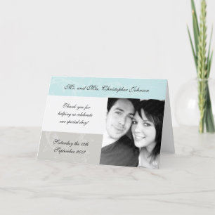 Cartes de remerciement de mariage bleu pâle et gri