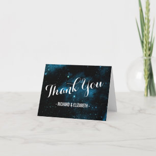 Cartes de remerciement de mariage Blue Galaxy