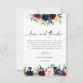 Cartes de remerciement de mariage Bourgogne et Nav (Devant)