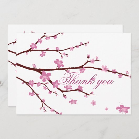 Cartes de remerciement de mariage Cerisier en fleu (Devant / Derrière)