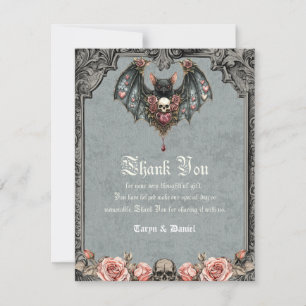 Cartes de remerciement de mariage chauve-souris go