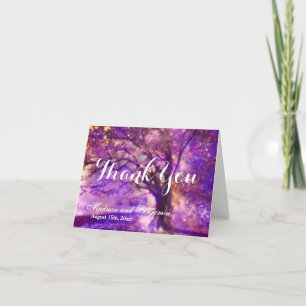 Cartes de remerciement de mariage en chêne violet 