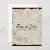 Cartes de remerciement de mariage en damas classiq (Devant / Derrière)
