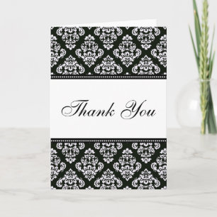 Cartes de remerciement de mariage en damas noir et