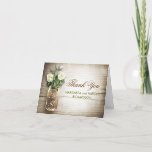 Cartes de remerciement de mariage en pot mason ave