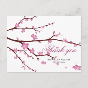 Cartes de remerciement de mariage Fleur de cerisie