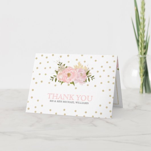 Cartes de remerciement de mariage Glitter Peony (Devant)