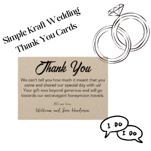 Cartes de remerciement de mariage kraft Thank You_