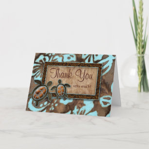 Cartes de remerciement de mariage Luau Tortue bleu