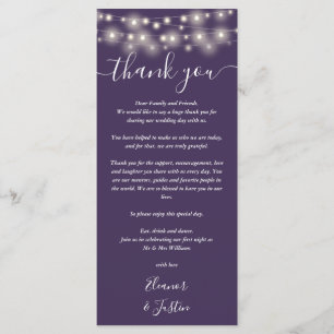 Cartes de remerciement de mariage Lumières Violett