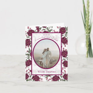 Cartes de remerciement de mariage Maroon Rose Phot