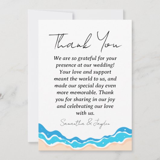 cartes de remerciement de mariage moderne sur la p (Devant)