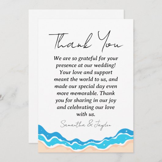cartes de remerciement de mariage moderne sur la p (Devant / Derrière)