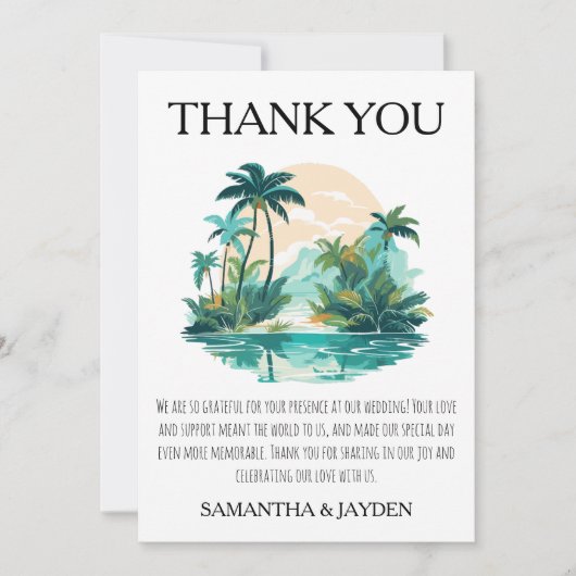 cartes de remerciement de mariage moderne sur la p (Devant)