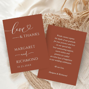 Cartes de remerciement de mariage modernes en terr