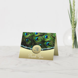 Cartes de remerciement de mariage Paon Vert