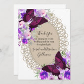 Cartes de remerciement de mariage Papillons en den (Devant / Derrière)