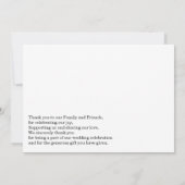 Cartes de remerciement de mariage photo chic (Dos)