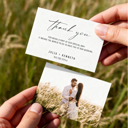 Cartes de remerciement de mariage photo simples cl