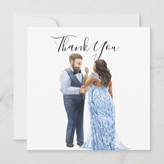 Cartes de remerciement de mariage pour couple inte (Devant)