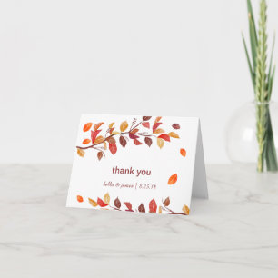 Cartes de remerciement de mariage pour feuilles d'