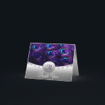 Cartes de remerciement de mariage Purple Peacock<br><div class="desc">Cartes de remerciement de mariage Purple Peacock - conçues dans de superbes nuances de violet, de bleu, d'aqua et d'argent. Chaque carte est élégamment décorée de bijoux argentés imprimés et d'accents de diamants. Le devant présente un monogramme que vous pouvez personnaliser avec la dernière initiale du futur marié. La zone...</div>