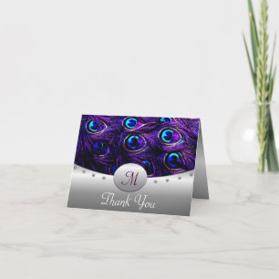 Cartes de remerciement de mariage Purple Peacock